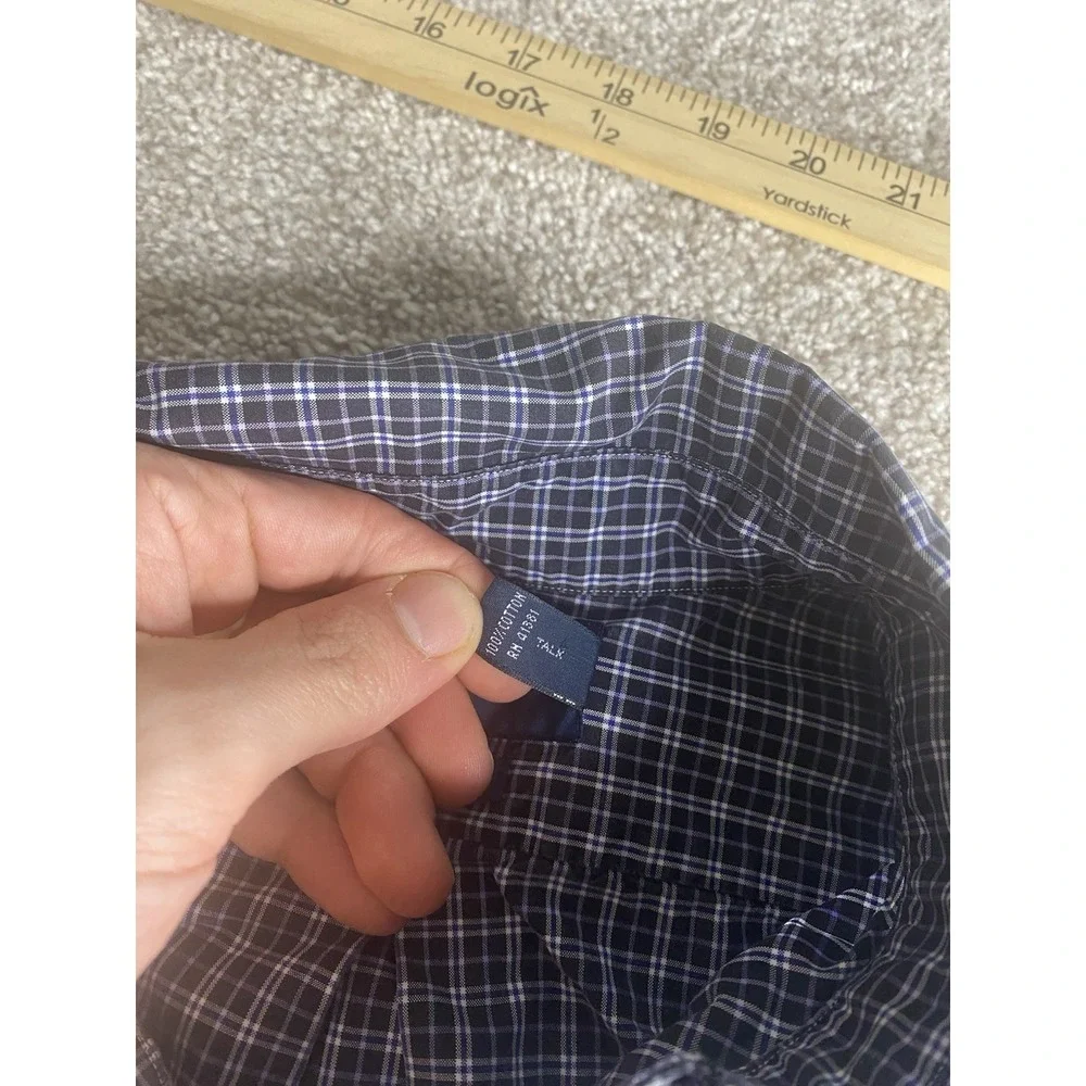 Polo Ralph Lauren Blue‎ Check Plaid Flannel Mens 17-XL Blue Pony Cotton Preppy